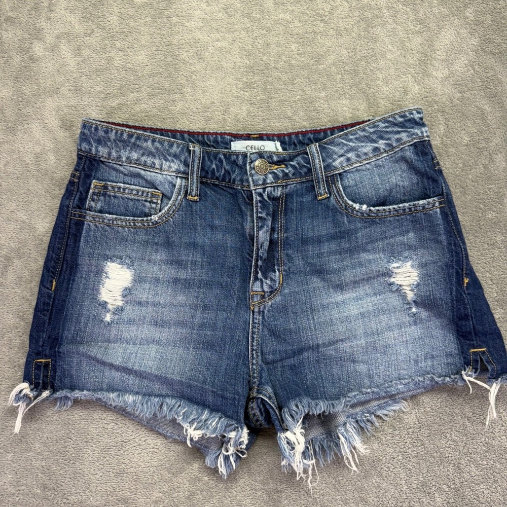 Cello Denim Shorts Women's Size 8 Blue Distressed‎ Frayed Hem Casual